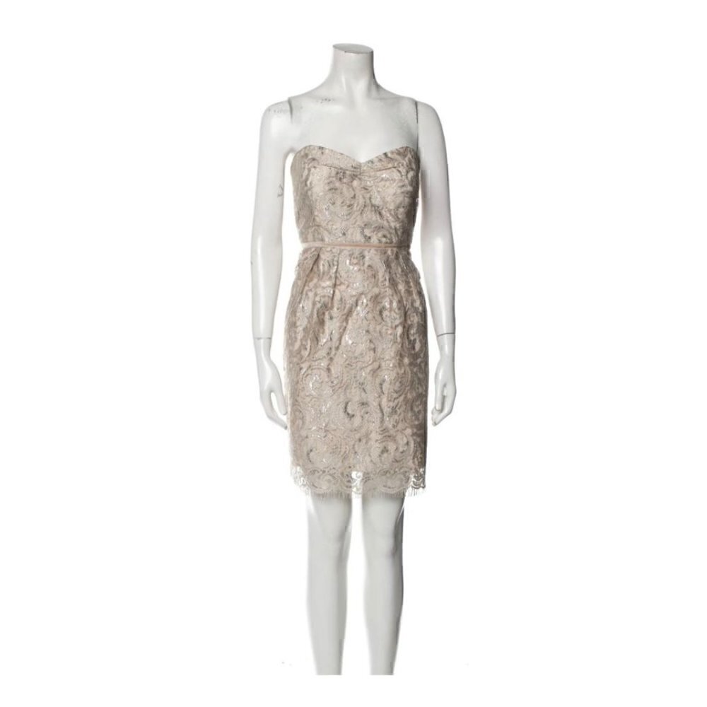 Jenny Yoo Collection Gold Lace Strapless Formal Dress (Size M)